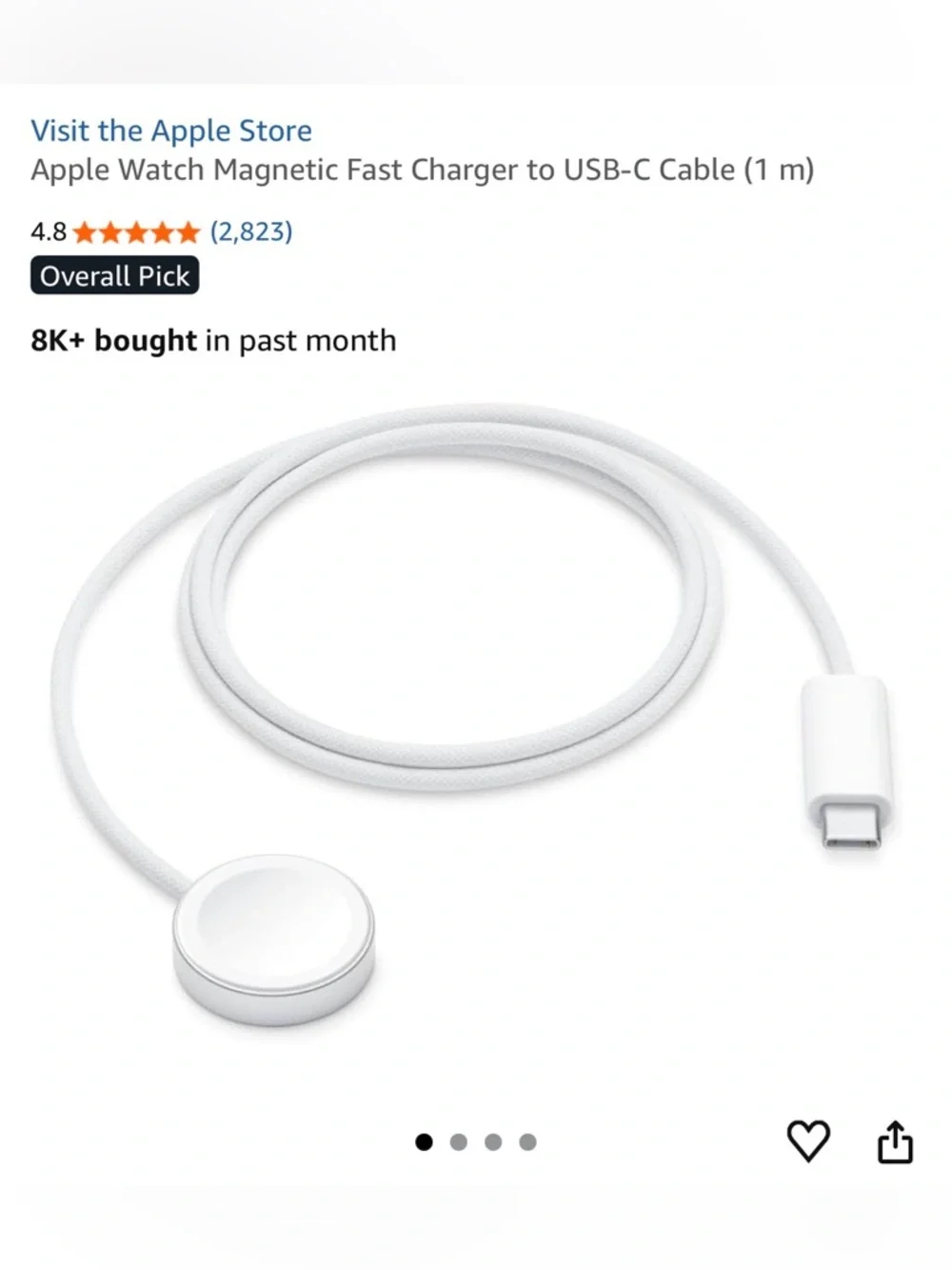 Apple Store White Braided Magnetic Fast Charging Cable with USB-C